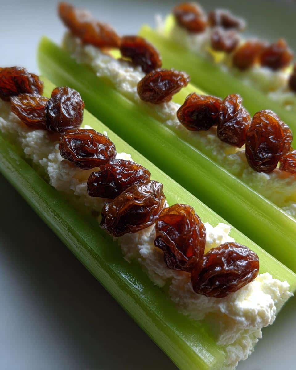 3-Ingredient Ants on a Log - The Ultimate Nostalgic Snack 6 Ants on a Log (Celery with Cream Cheese and Raisins) - detail 1