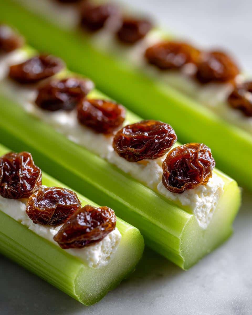 3-Ingredient Ants on a Log - The Ultimate Nostalgic Snack 7 Ants on a Log (Celery with Cream Cheese and Raisins) - detail 2