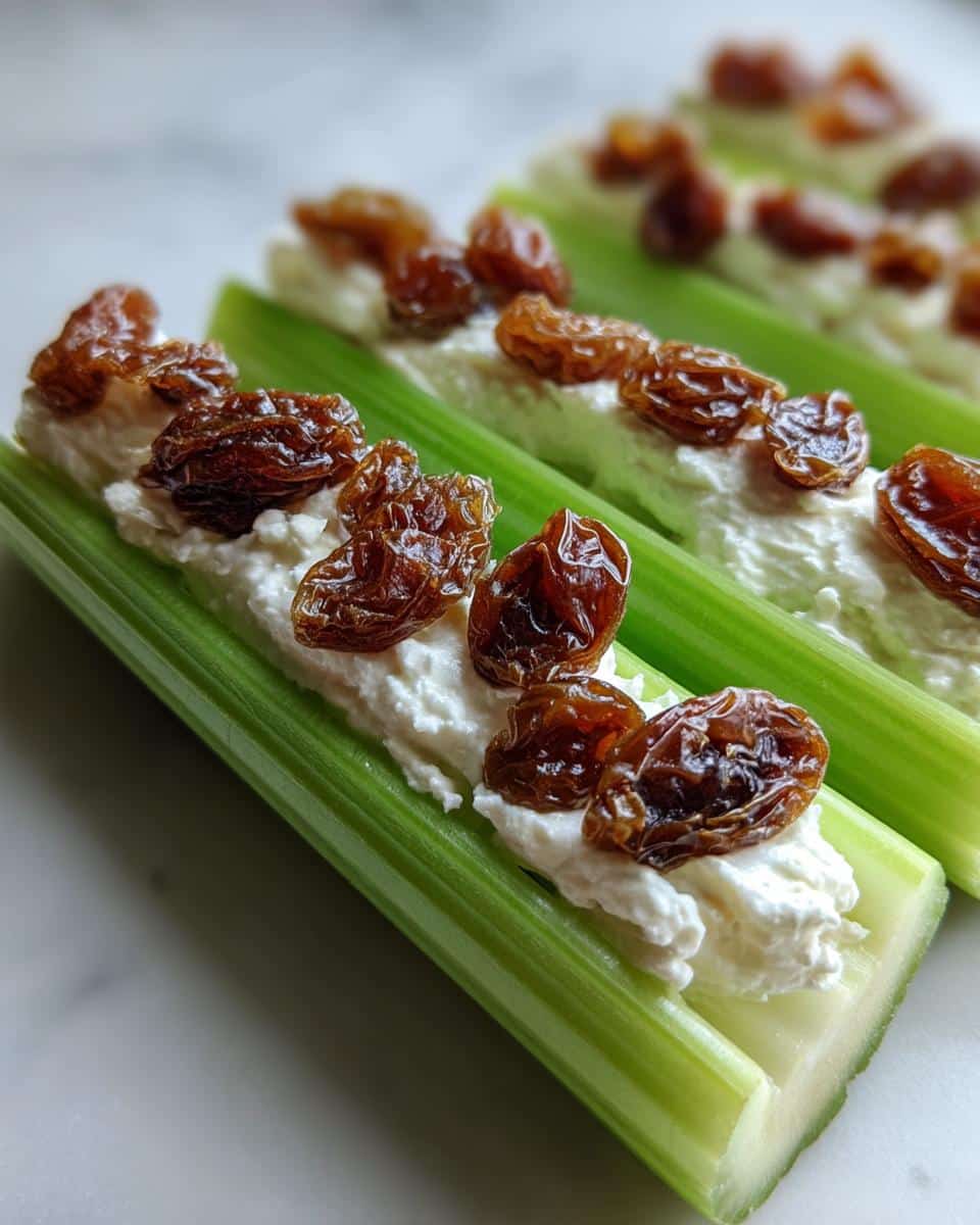 3-Ingredient Ants on a Log - The Ultimate Nostalgic Snack 8 Ants on a Log (Celery with Cream Cheese and Raisins) - detail 3