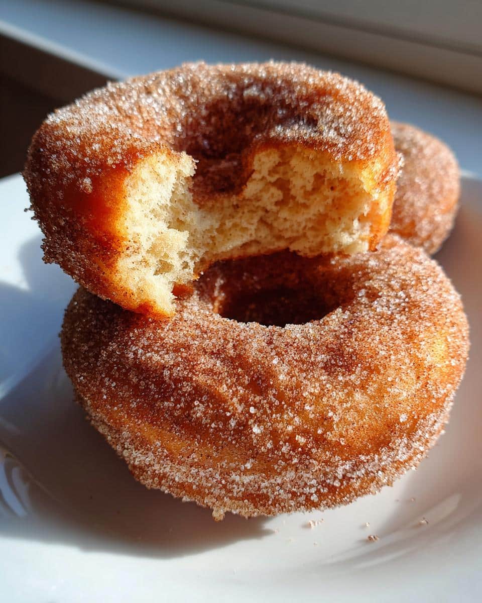 Warm Apple Cider Donuts with 2-Ingredient Cinnamon Sugar Magic 7 Apple Cider Donuts with Cinnamon Sugar Coating - detail 1