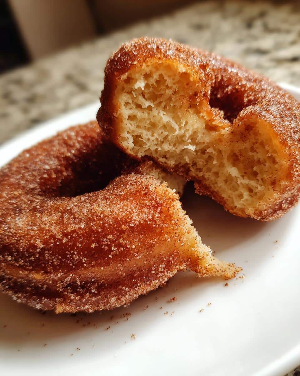 Warm Apple Cider Donuts with 2-Ingredient Cinnamon Sugar Magic 8 Apple Cider Donuts with Cinnamon Sugar Coating - detail 2