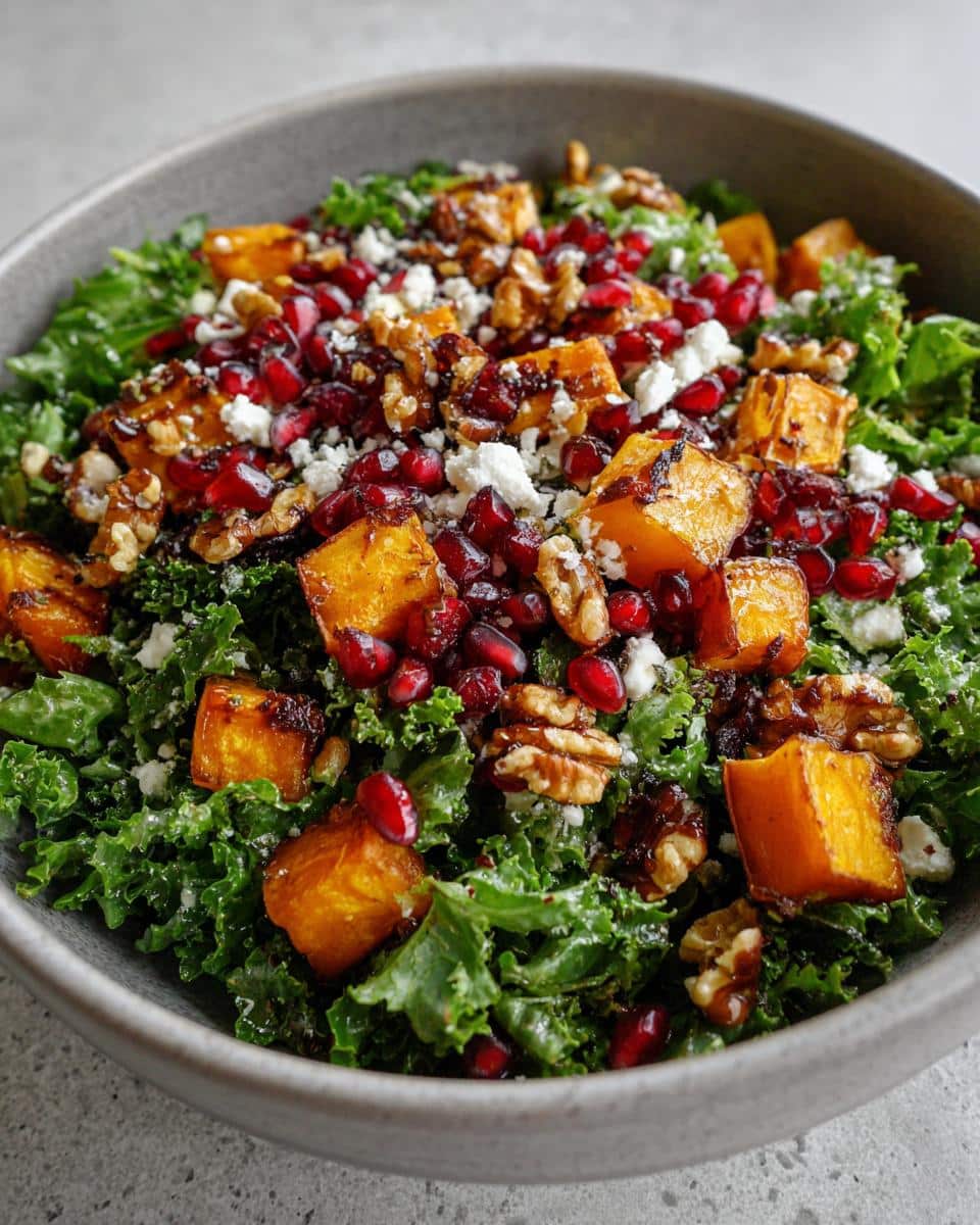 Hearty Autumn Kale Salad with 3 Must-Try Fall Flavors 7 Autumn Kale Salad with Roasted Squash and Pomegranate - detail 1