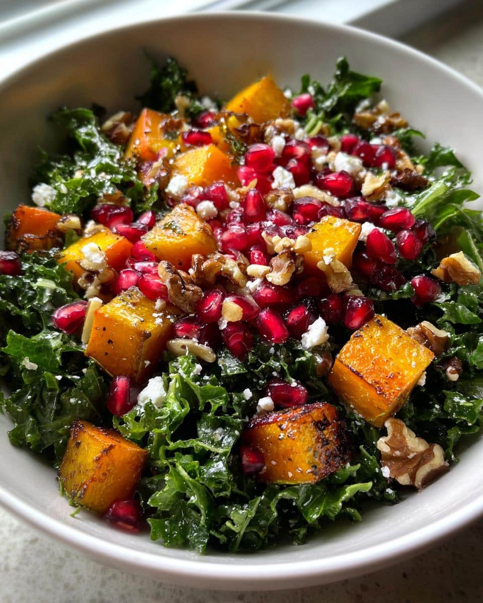 Hearty Autumn Kale Salad with 3 Must-Try Fall Flavors 8 Autumn Kale Salad with Roasted Squash and Pomegranate - detail 2