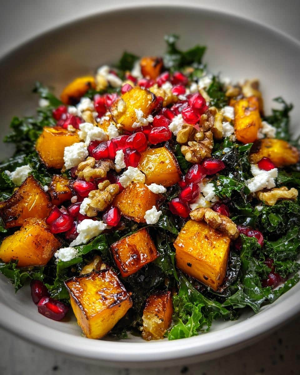 Hearty Autumn Kale Salad with 3 Must-Try Fall Flavors 9 Autumn Kale Salad with Roasted Squash and Pomegranate - detail 3