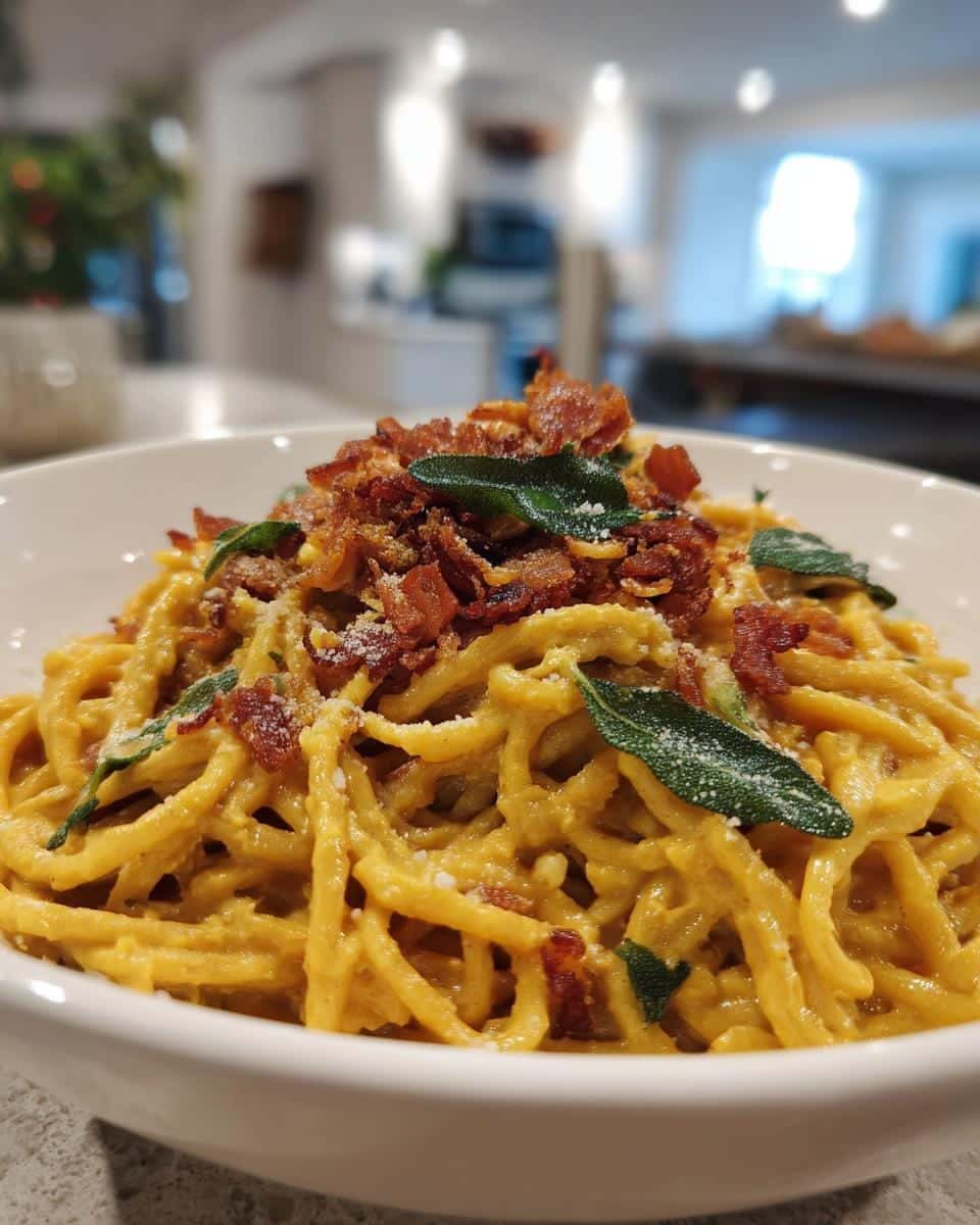 30-Minute Brown Butter Pumpkin Alfredo Pasta Will Wow You 8 Brown Butter Pumpkin Alfredo Pasta with Crispy Pancetta - detail 2