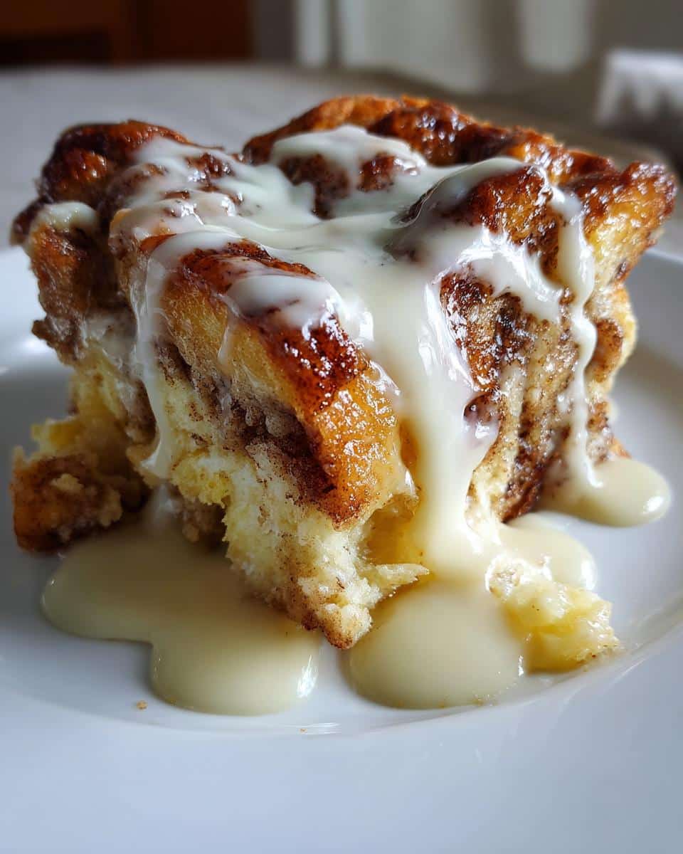 Cinnamon Roll Bread Pudding with Vanilla Sauce - detail 3