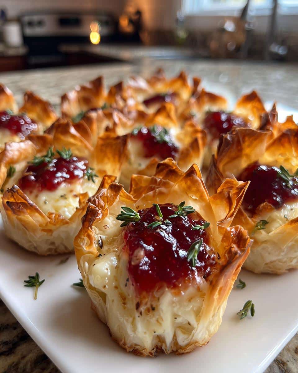 20-Minute Cranberry Brie Bites: Irresistible Holiday Magic 6 Cranberry Brie Bites in Phyllo Cups - detail 1