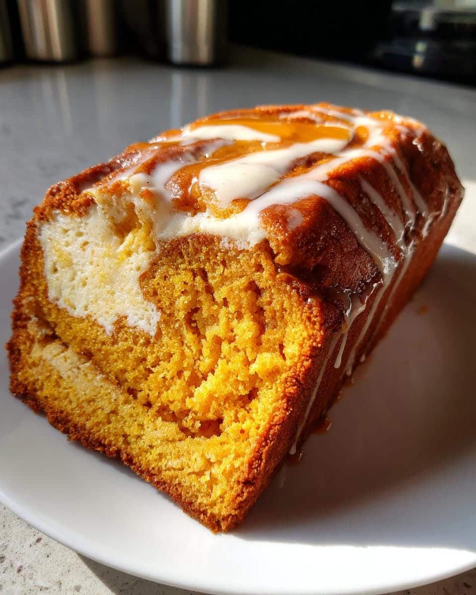 Cream Cheese Swirled Pumpkin Bread: 5-Star Fall Magic in Every Bite 6 Cream Cheese Swirled Pumpkin Butter Bread with Maple Glaze - detail 2
