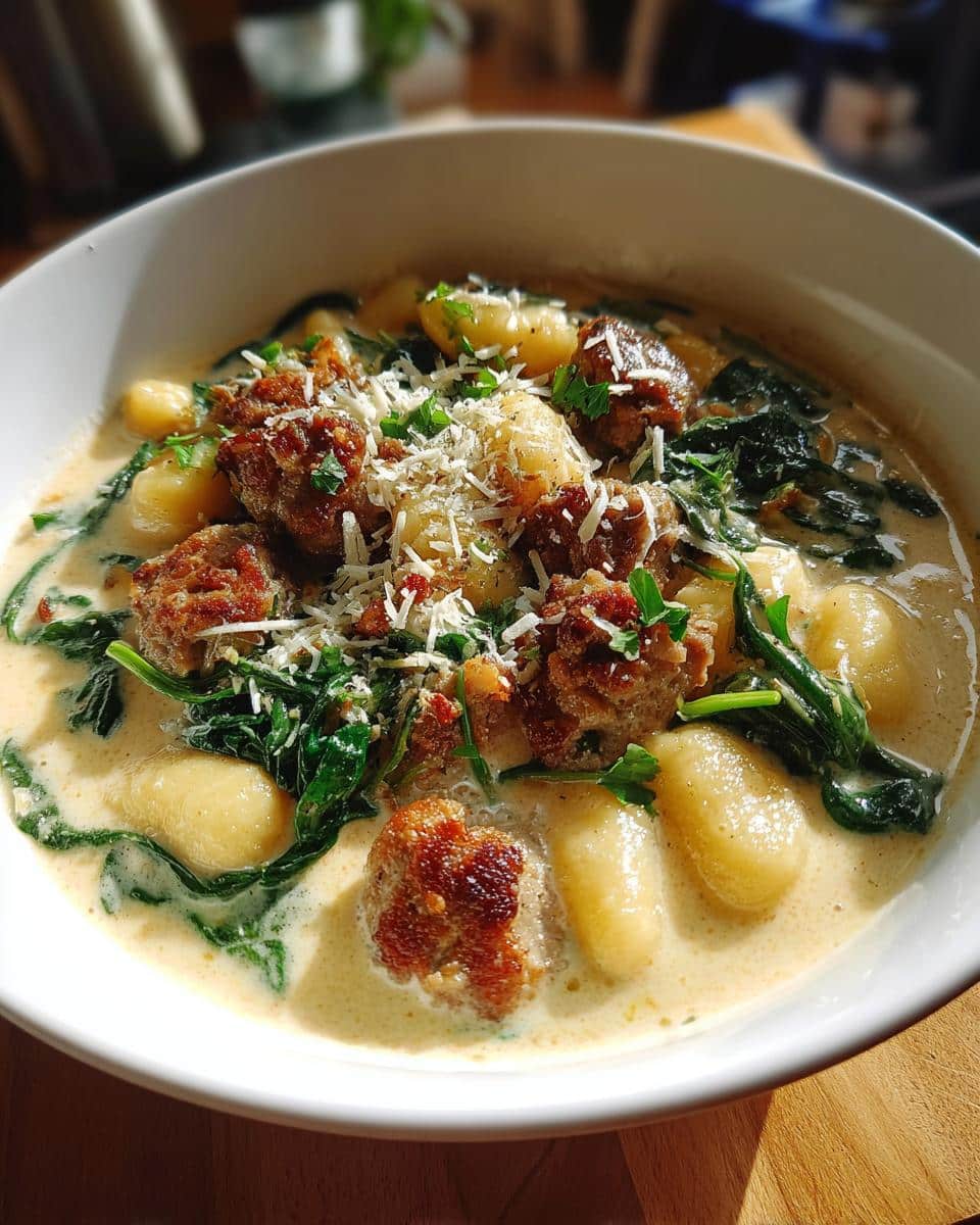 Creamy Gnocchi Soup in 30 Minutes - Comfort Food Magic 9 Creamy Gnocchi Soup with Italian Sausage and Spinach - detail 3