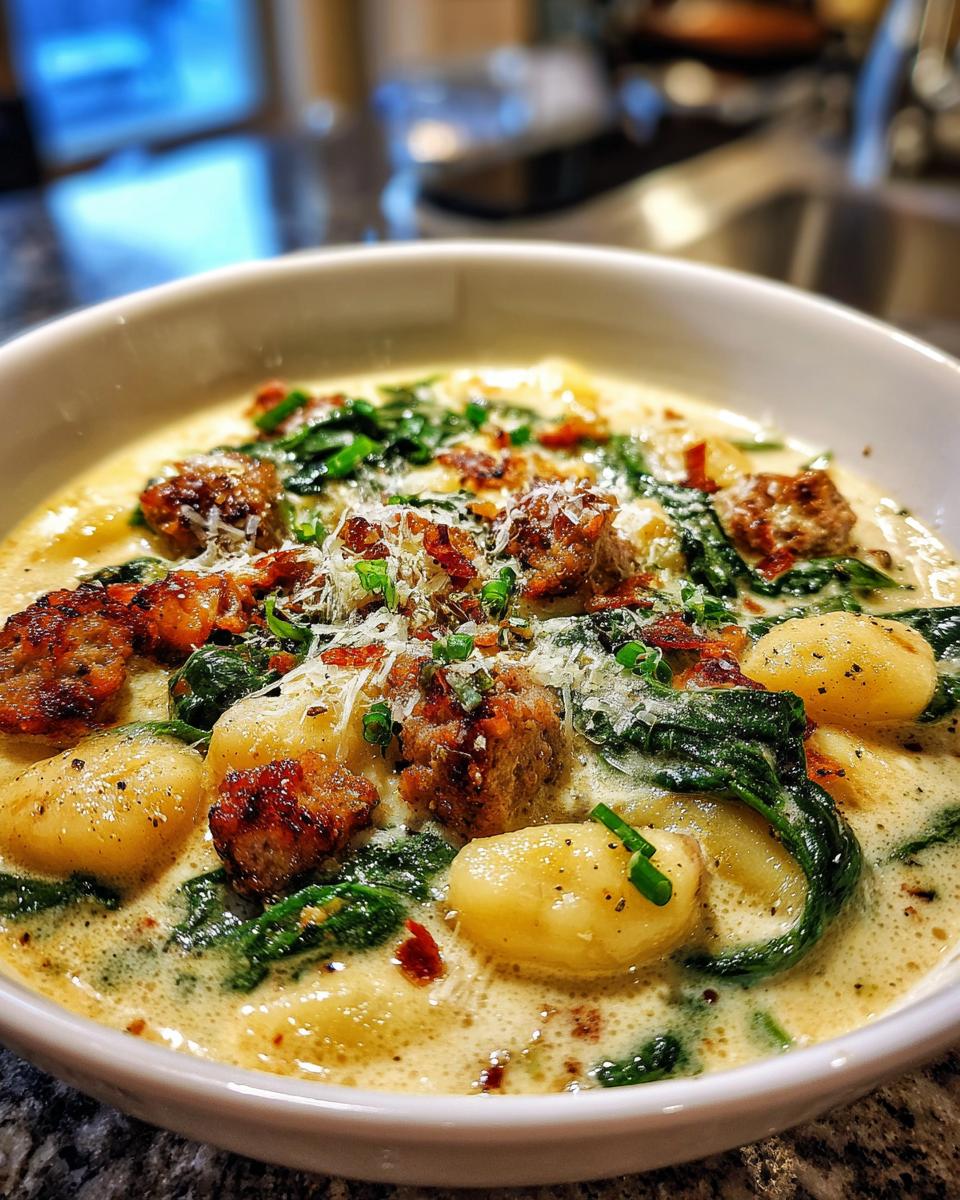 Creamy Gnocchi Soup in 30 Minutes - Comfort Food Magic 10 Creamy Gnocchi Soup with Italian Sausage and Spinach - detail 4