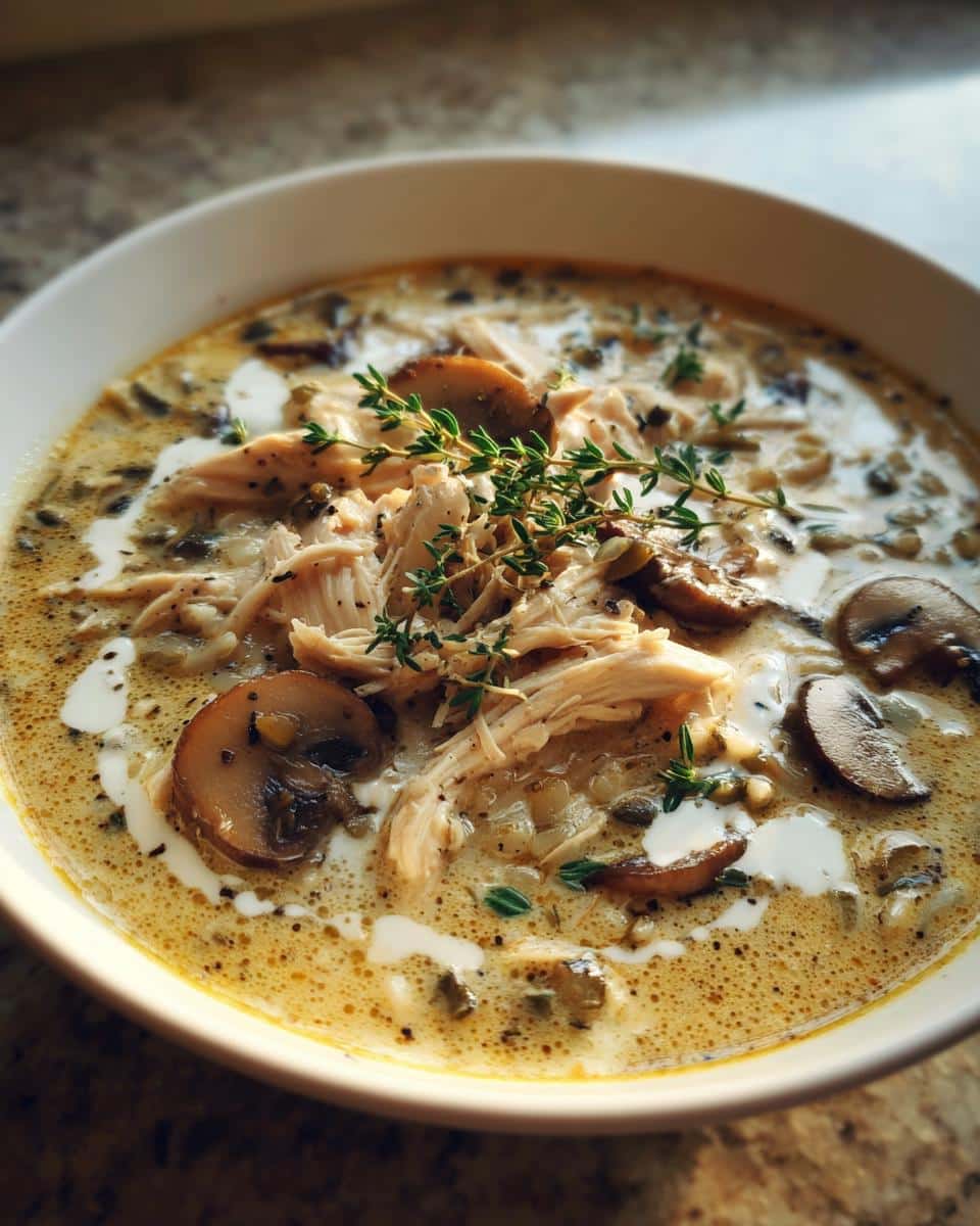 Creamy Wild Rice and Chicken Soup with Mushrooms - 1 Heavenly Bowl! 8 Creamy Wild Rice and Chicken Soup with Mushrooms - detail 2