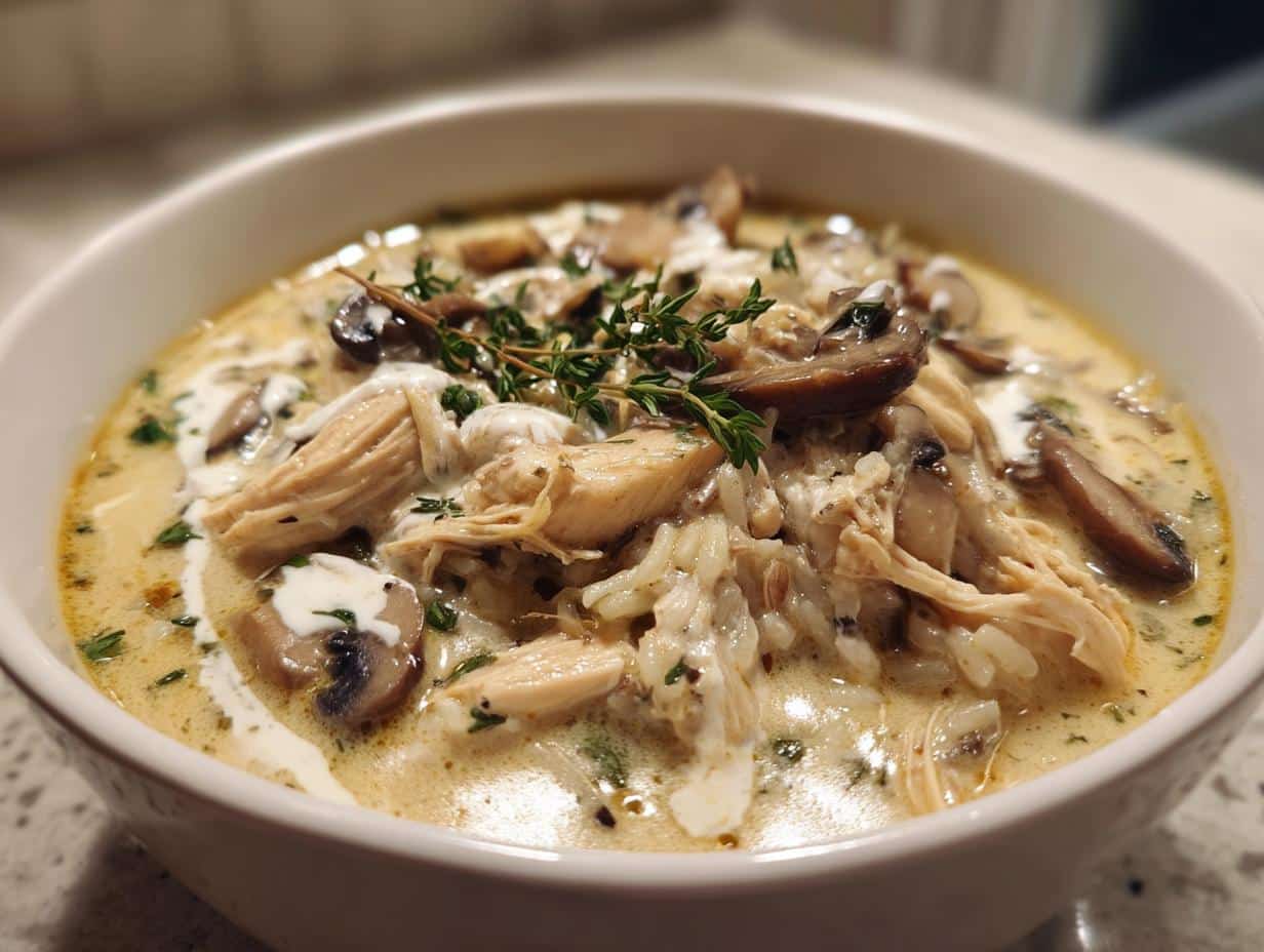 Creamy Wild Rice and Chicken Soup with Mushrooms – 1 Heavenly Bowl!