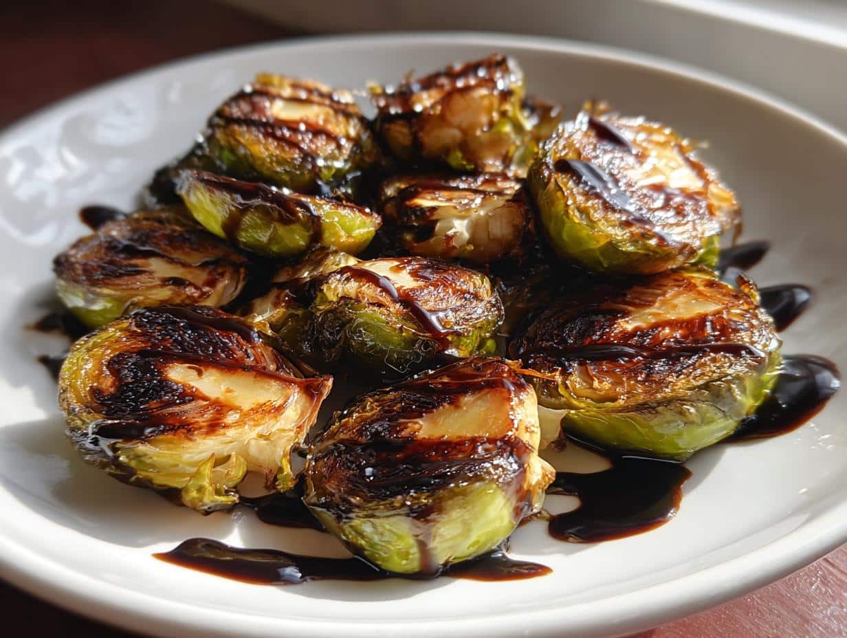 Irresistible Crispy Roasted Brussels Sprouts with Balsamic Glaze