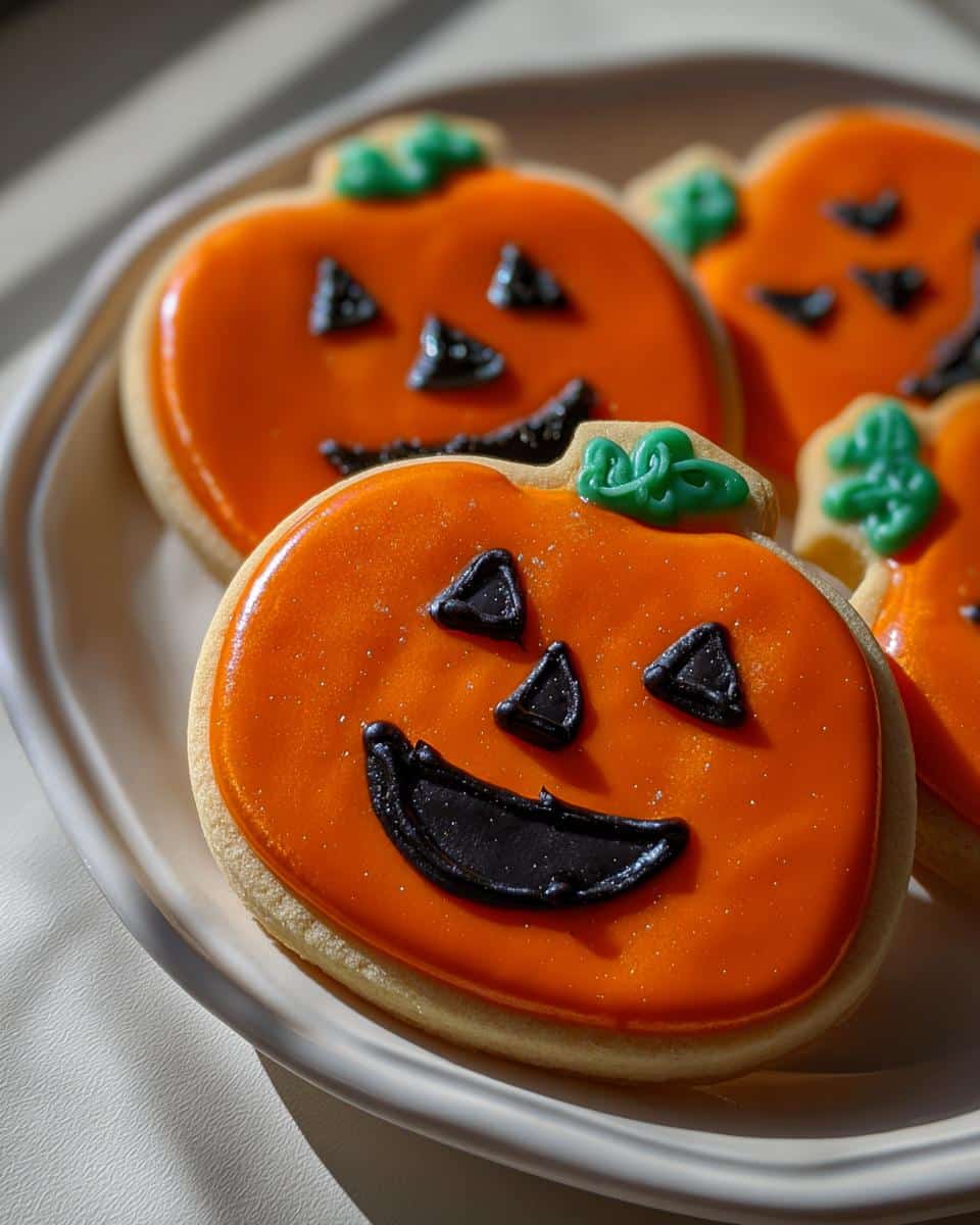 Magical Decorated Jack-O'-Lantern Sugar Cookies That Wow 6 Decorated Jack-O'-Lantern Sugar Cookies with Royal Icing - detail 1