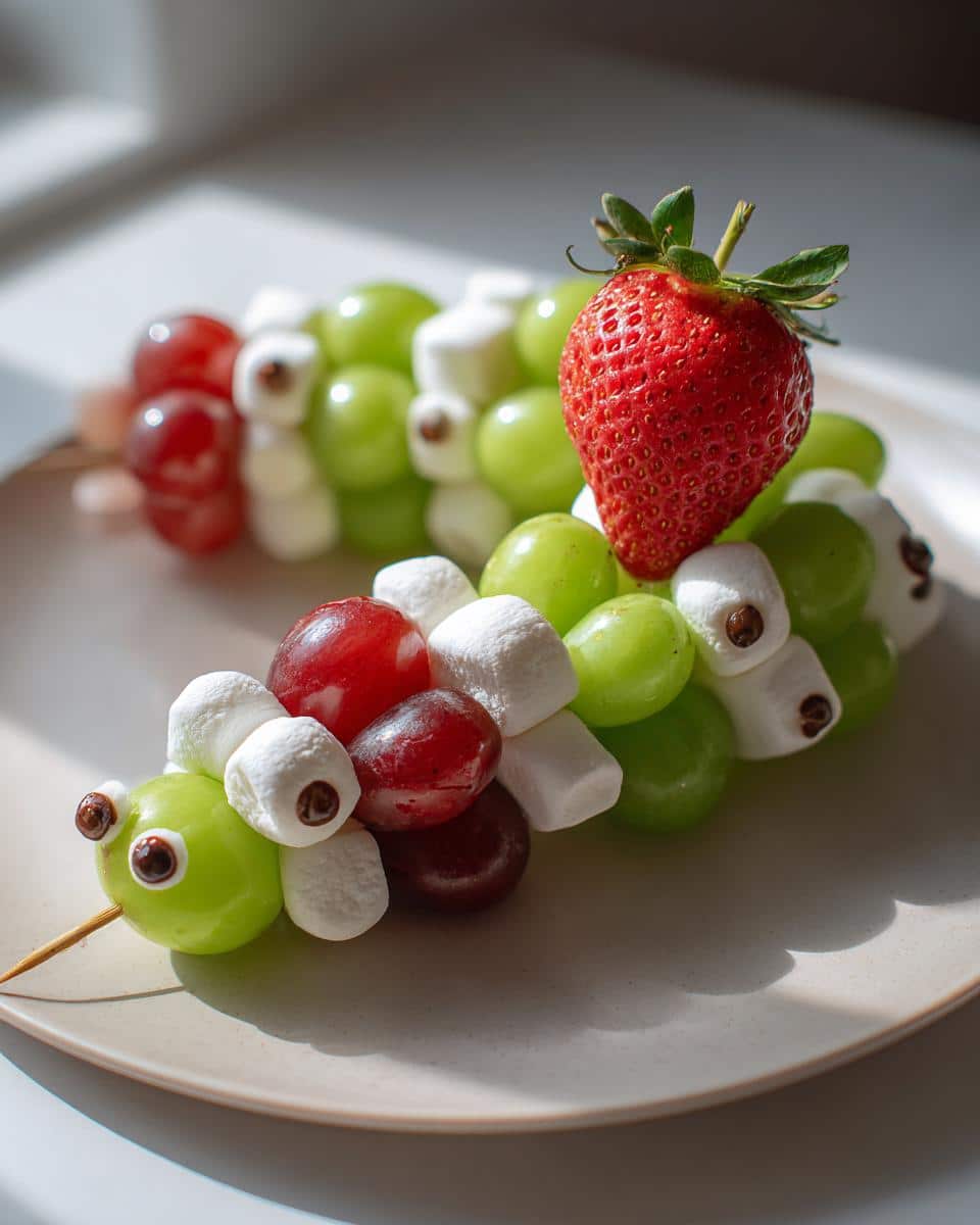 15-Minute Fruit Caterpillar Skewers That Kids Devour Instantly 8 Fruit Caterpillar Skewers. - detail 3