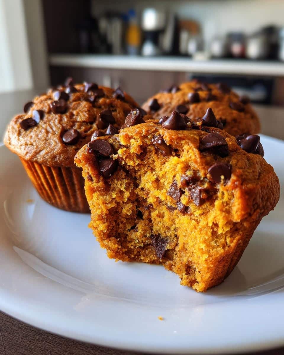 120-Calorie Pumpkin Chocolate Chip Muffins: Ridiculously Moist 7 Low Calorie Pumpkin Chocolate Chip Muffins. - detail 2