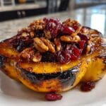Savory 4-Ingredient Maple Glazed Acorn Squash Recipe 7 Maple Glazed Acorn Squash with Pecans and Cranberries