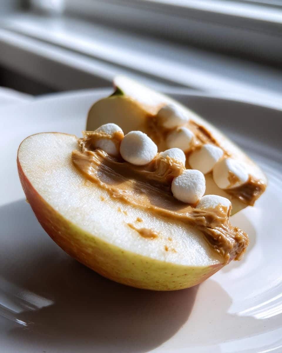Monster Mouth Apple Slices (Apple slices with peanut butter and mini marshmallows) - detail 1