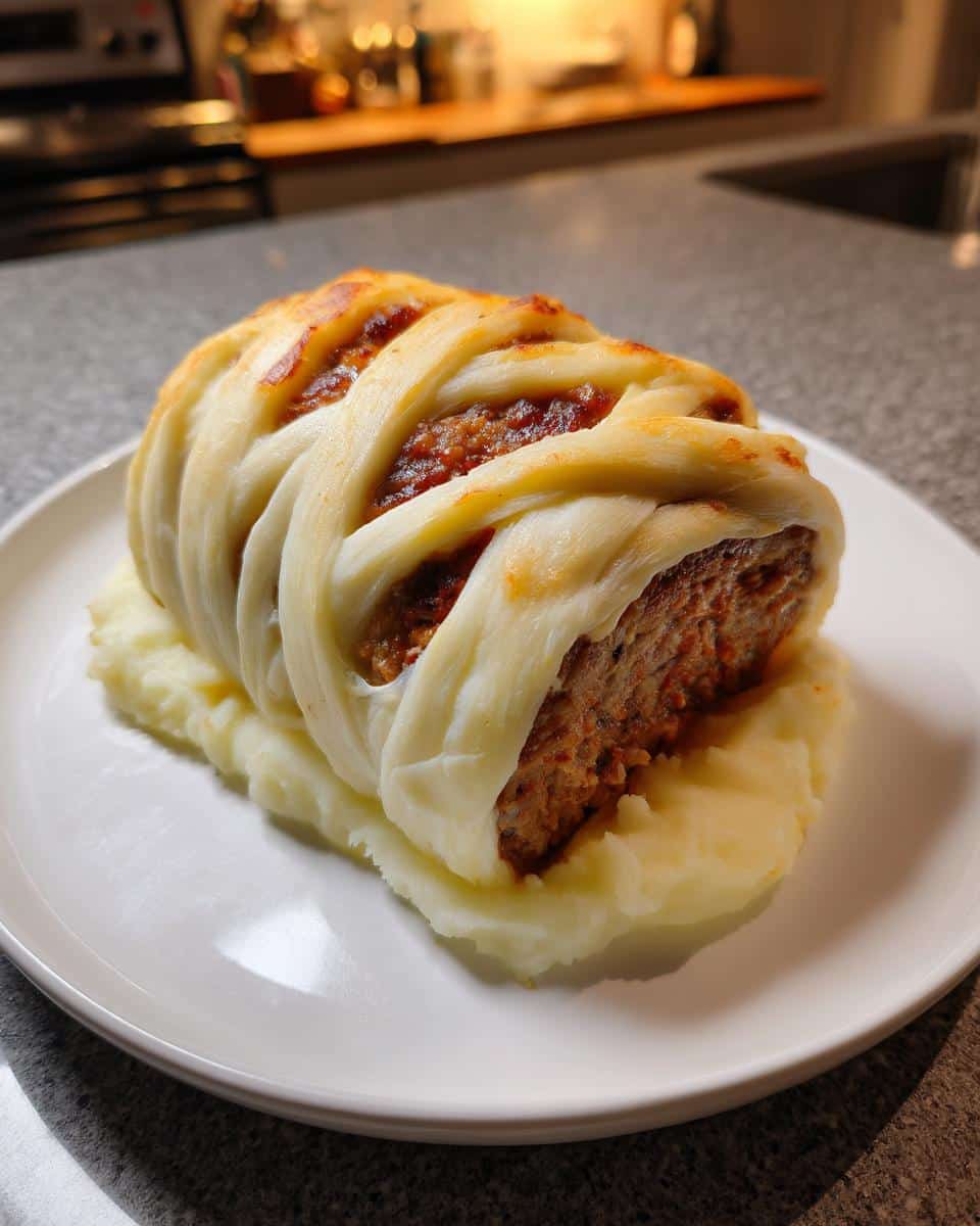 Spooky 30-Minute Mummy Meatloaf with Mashed Potato Wrapping Delight 9 Mummy Meatloaf with Mashed Potato Wrapping - detail 3