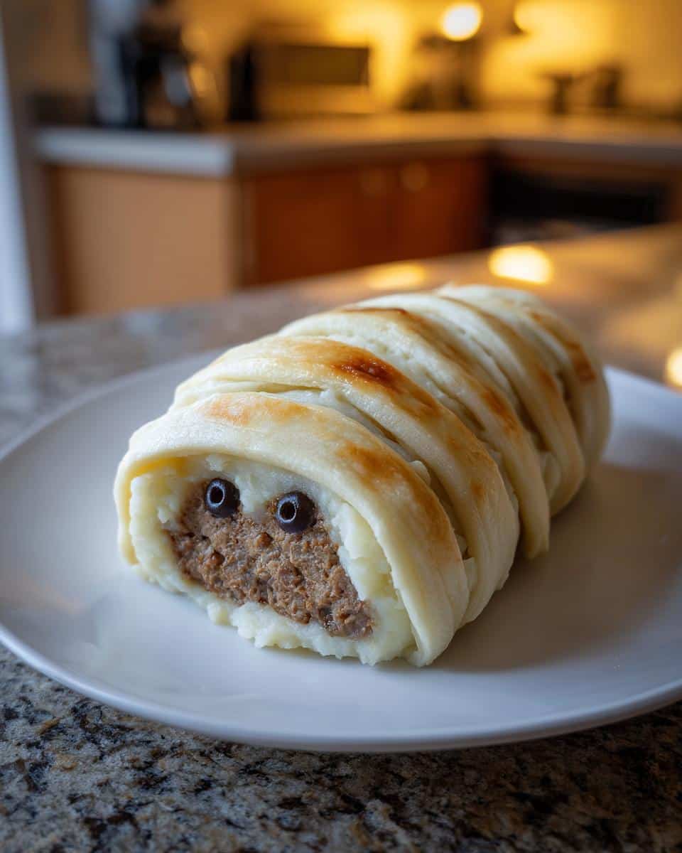 Spooky 30-Minute Mummy Meatloaf with Mashed Potato Wrapping Delight 10 Mummy Meatloaf with Mashed Potato Wrapping - detail 4