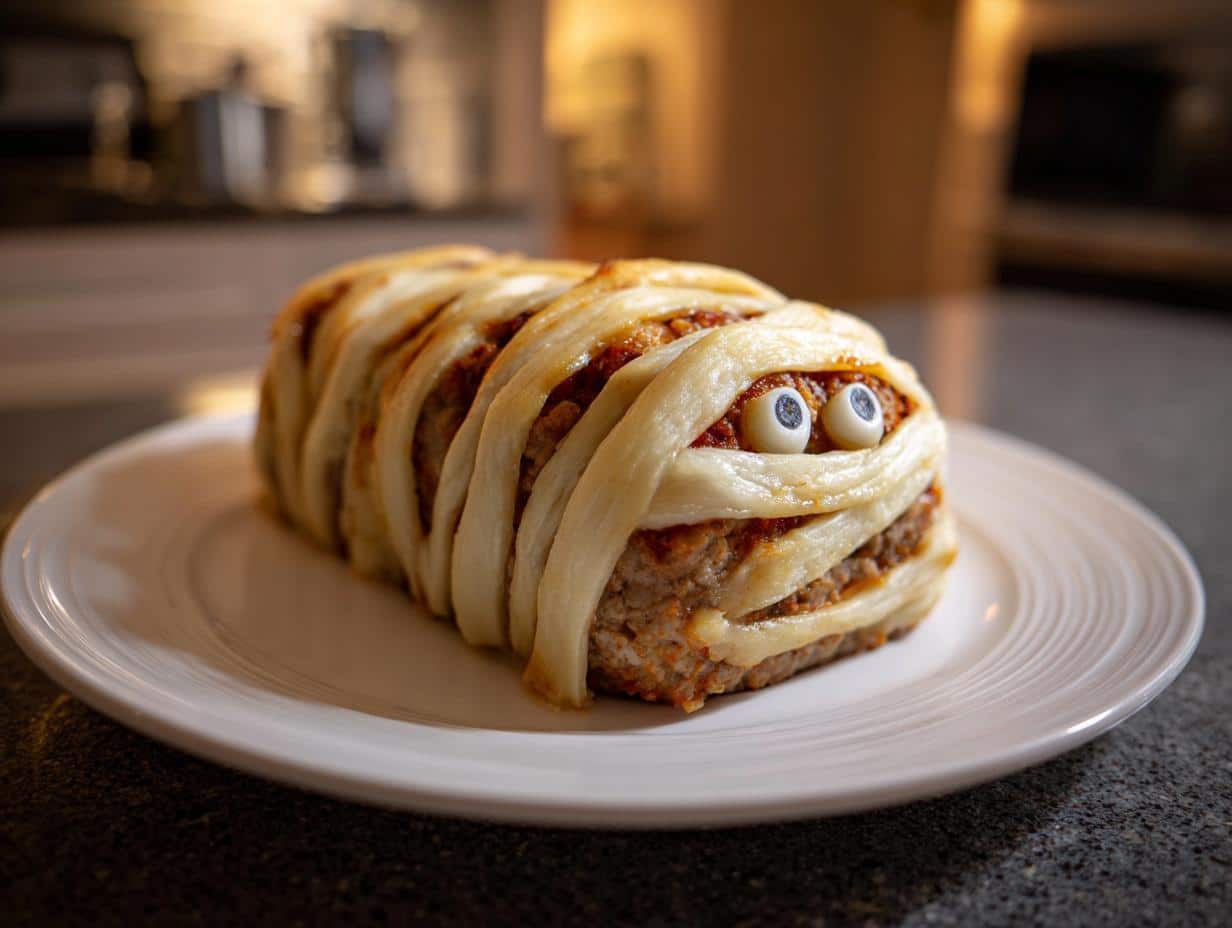 Spooky 30-Minute Mummy Meatloaf with Mashed Potato Wrapping Delight