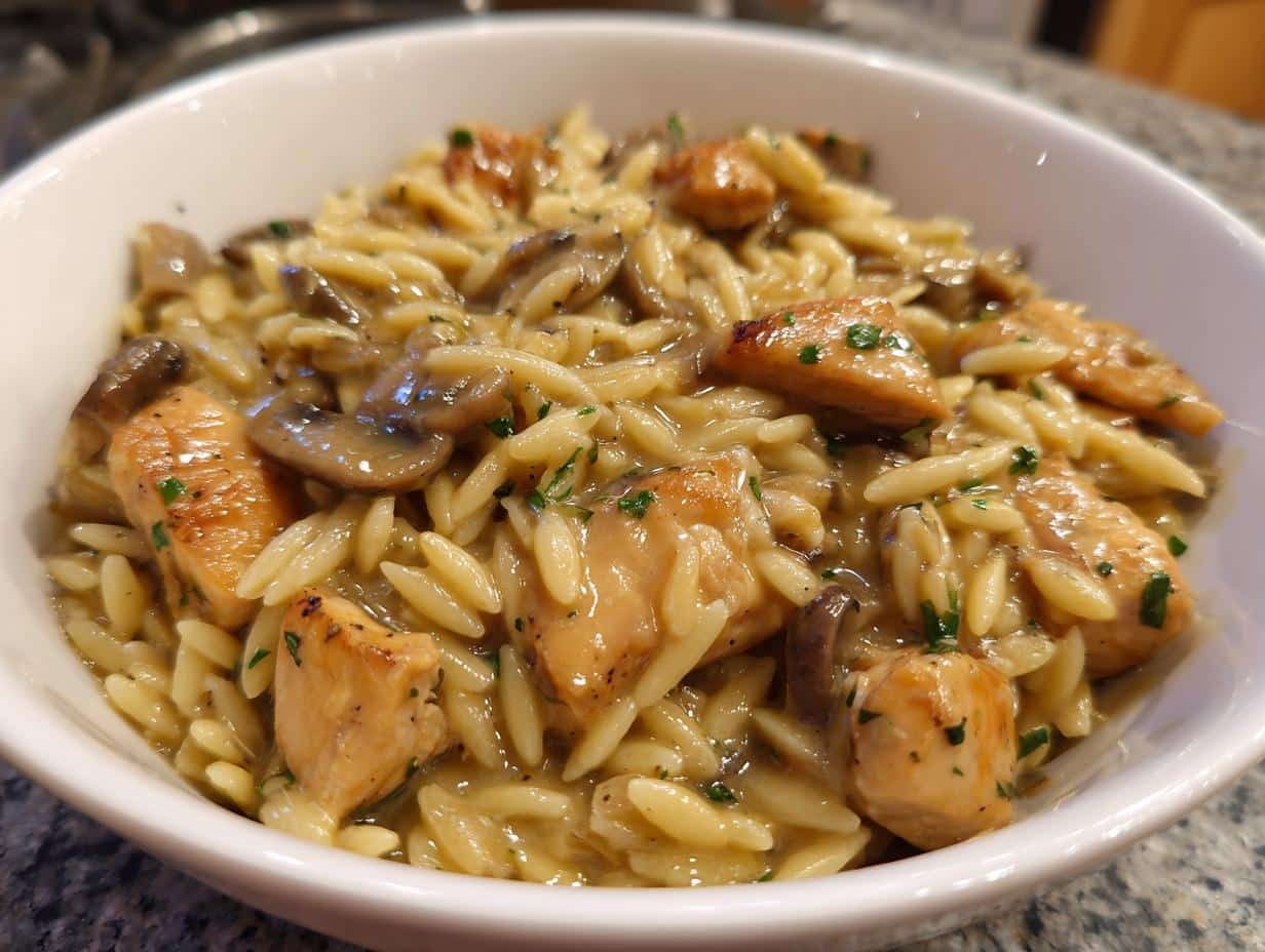 Creamy 30-Min One-Pot Creamy Chicken and Mushroom Orzo Will Wow You!