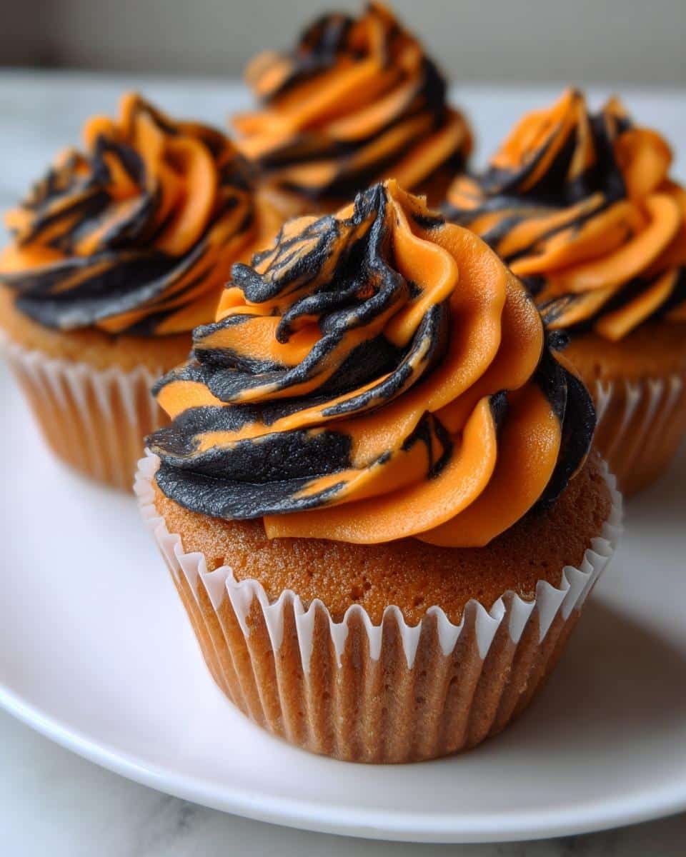 Spooky 18-Minute Orange and Black Halloween Cupcakes with Buttercream 7 Orange and Black Halloween Cupcakes with Buttercream - detail 1