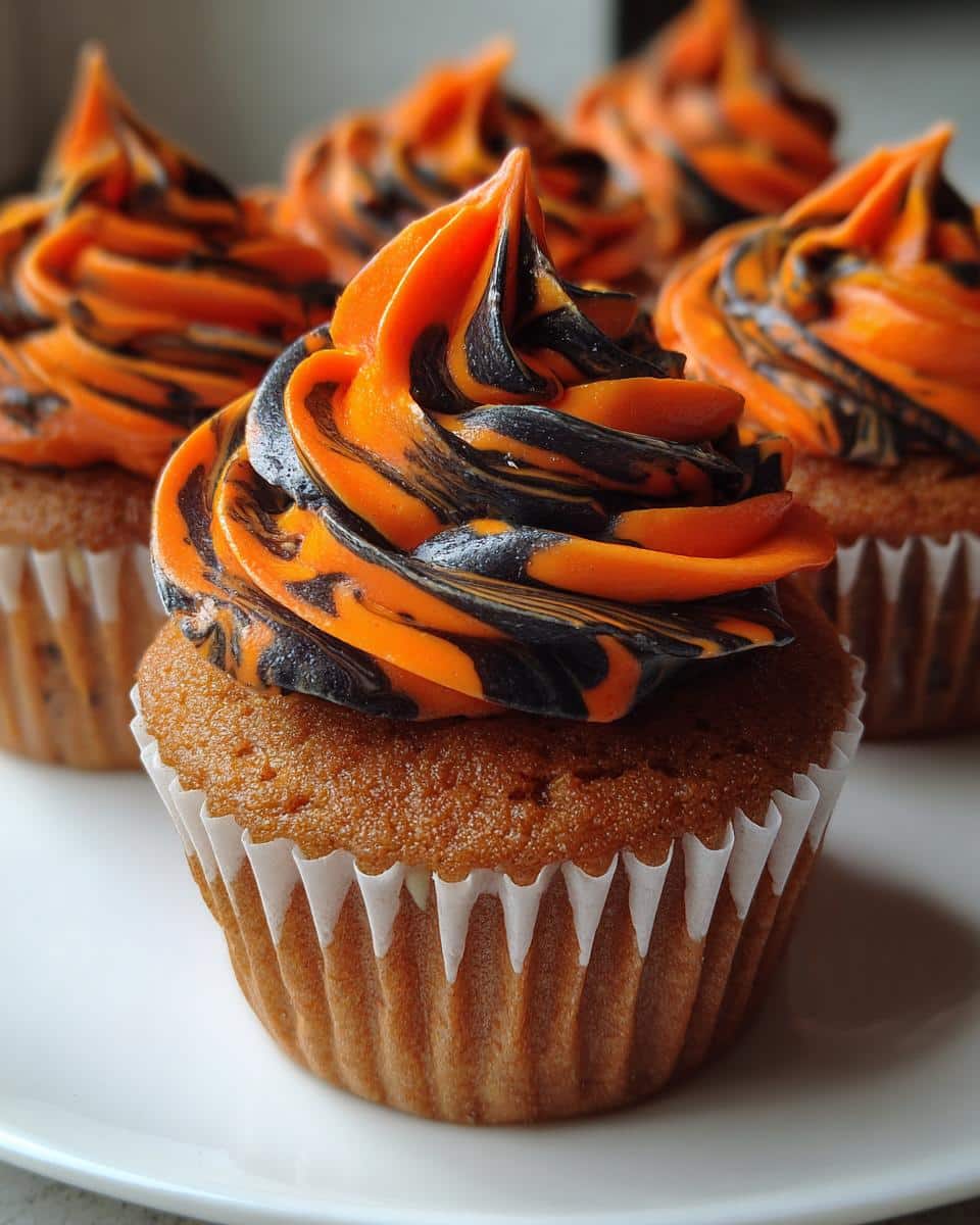 Spooky 18-Minute Orange and Black Halloween Cupcakes with Buttercream 8 Orange and Black Halloween Cupcakes with Buttercream - detail 2