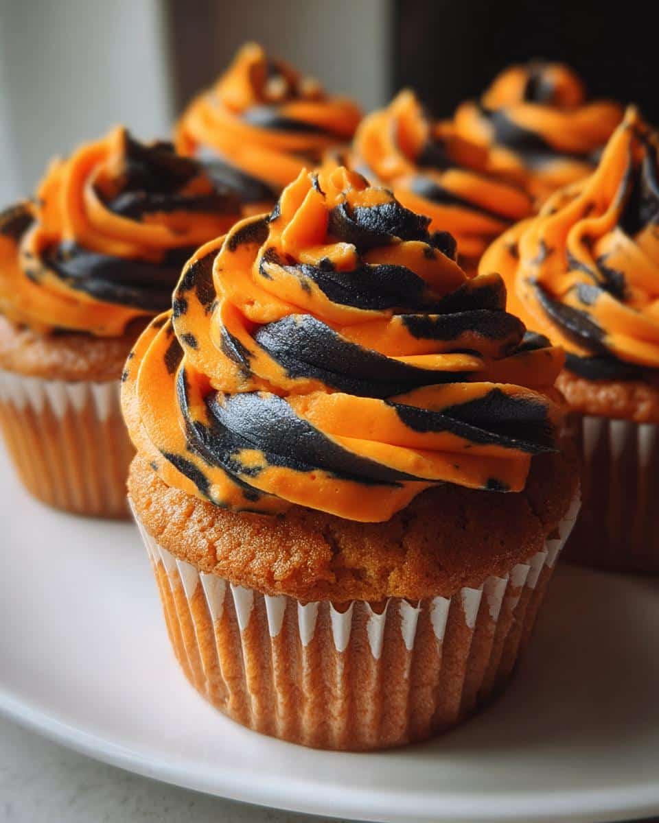 Spooky 18-Minute Orange and Black Halloween Cupcakes with Buttercream 10 Orange and Black Halloween Cupcakes with Buttercream - detail 4