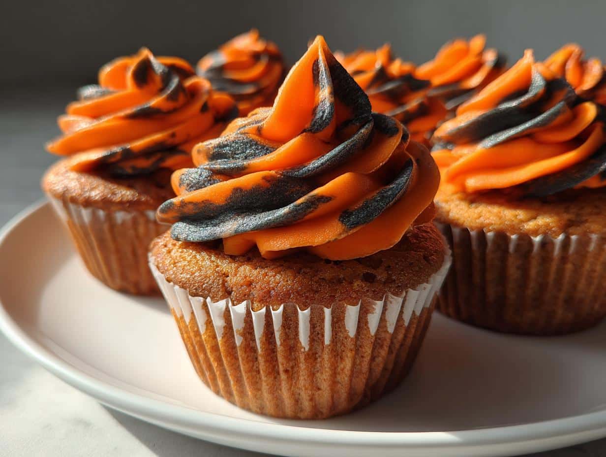 Spooky 18-Minute Orange and Black Halloween Cupcakes with Buttercream