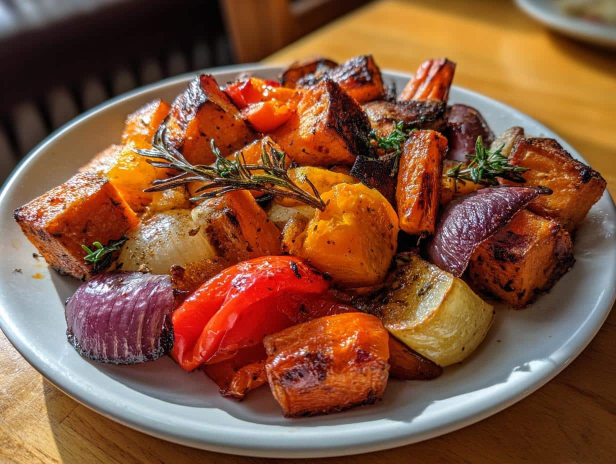 25-Minute Rainbow Roasted Fall Vegetables with Herbs—Easy Magic