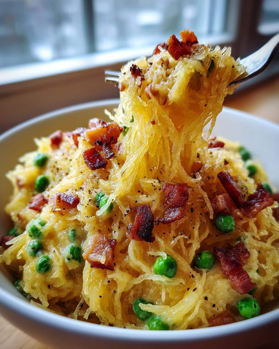 35-Minute Spaghetti Squash Carbonara: Classic Comfort, Lighter 6 Spaghetti Squash Carbonara with Bacon and Peas - detail 1