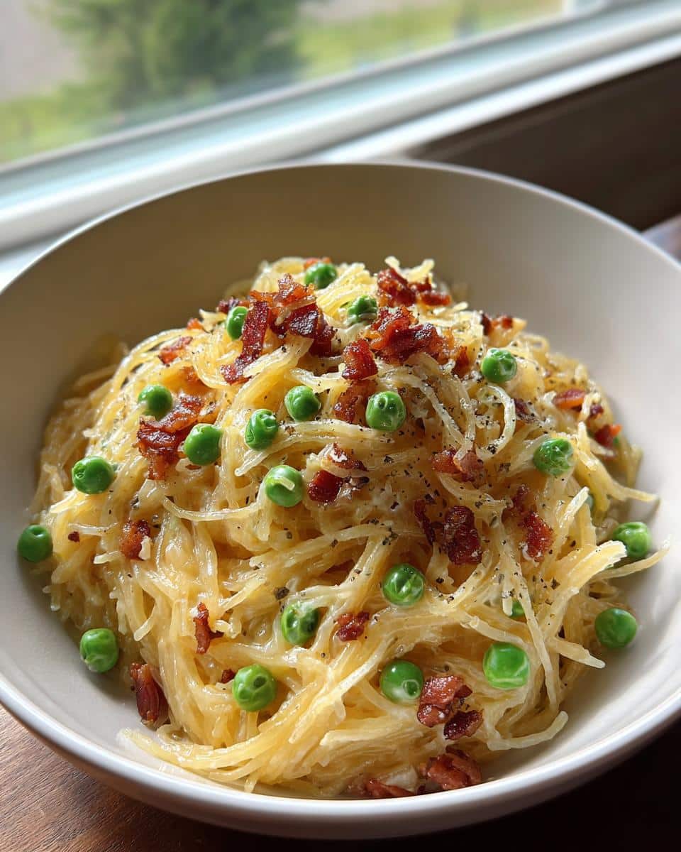 35-Minute Spaghetti Squash Carbonara: Classic Comfort, Lighter 7 Spaghetti Squash Carbonara with Bacon and Peas - detail 2