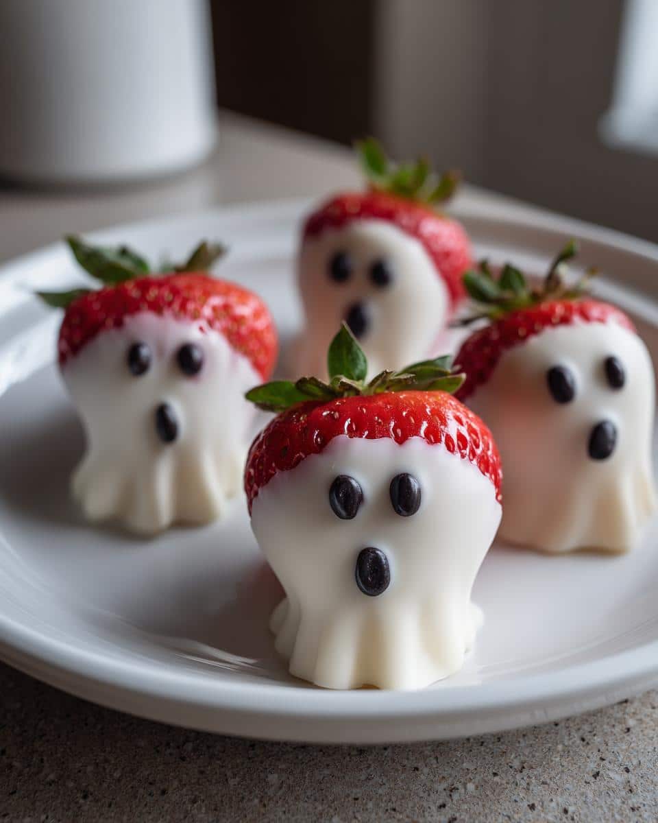 Strawberry Ghosts (White chocolate-dipped strawberries with ghost faces) - detail 3