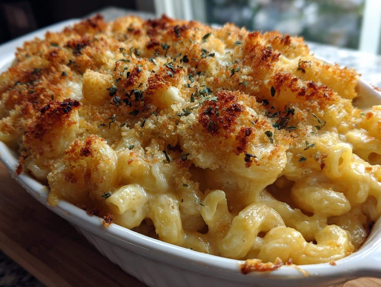 Divine Three-Cheese Mac and Cheese with Epic Crispy Topping