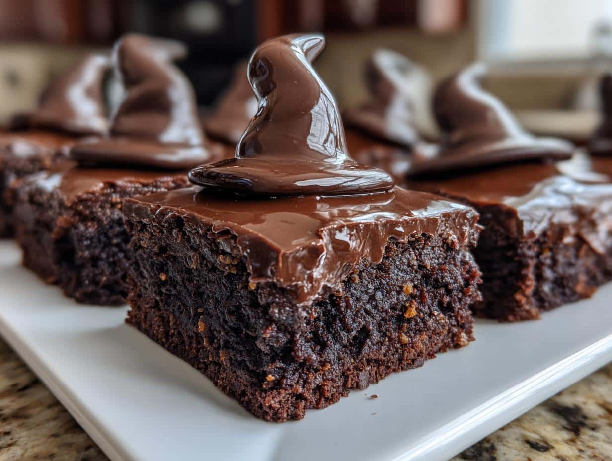 Magical Witch Hat Brownies with Chocolate Ganache in Just 3 Steps