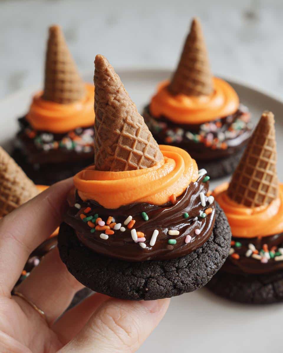 Witch Hat Cookies (Sugar cone on a cookie with frosting) - detail 2