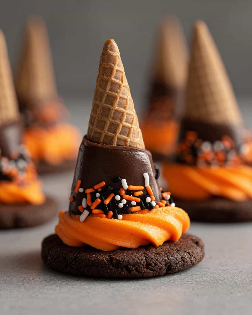 Witch Hat Cookies (Sugar cone on a cookie with frosting) - detail 4