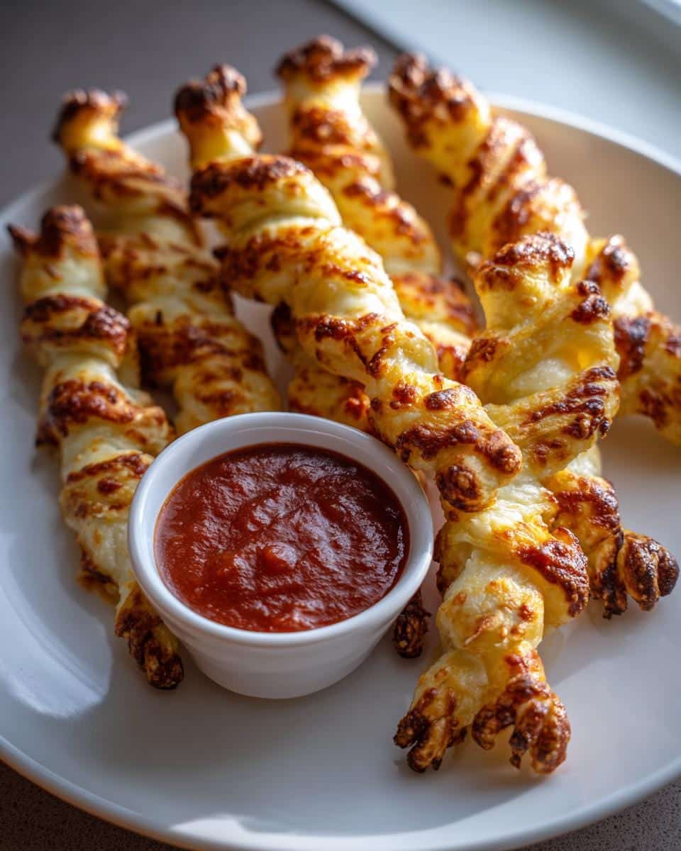 Cheesy Halloween Breadstick Bones - 22-Minute Spooky Delight 6 Cheesy Halloween Breadstick Bones with Marinara Blood for Dipping - detail 1