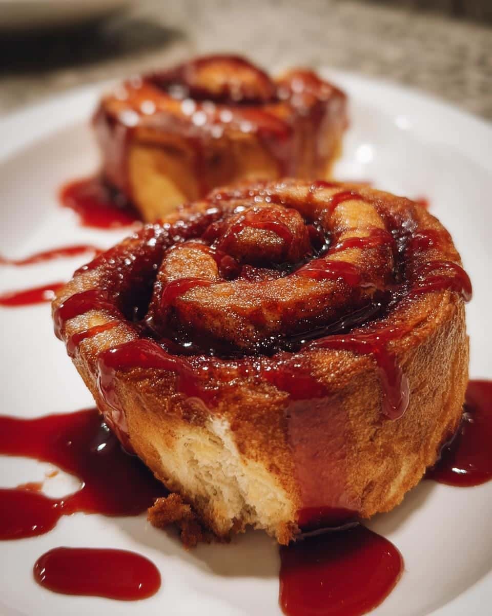 Halloween Breakfast Idea - Bloody Cinnamon Rolls - detail 1