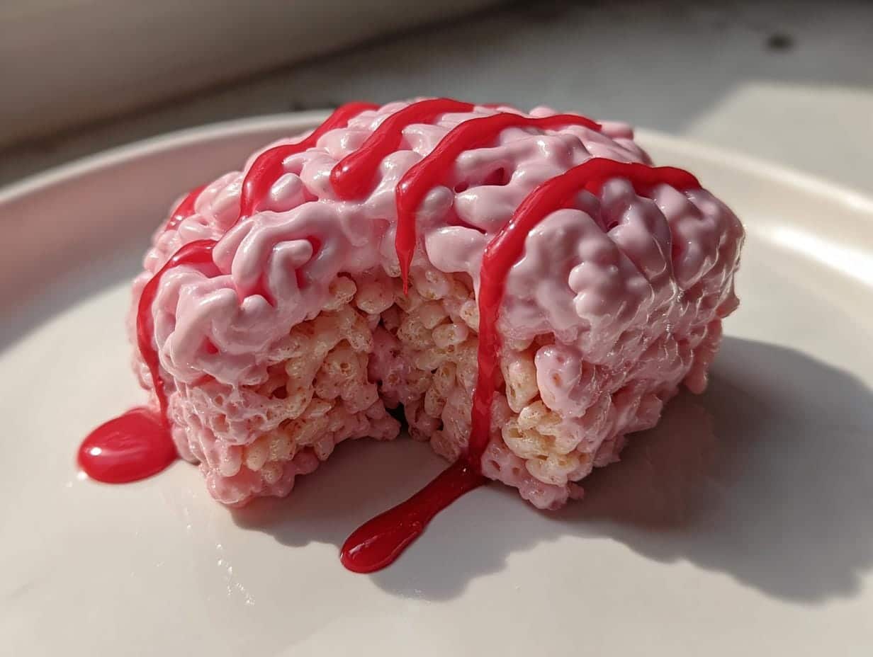 Creepy Marshmallow Rice Krispies Halloween Brains in 20 Minutes