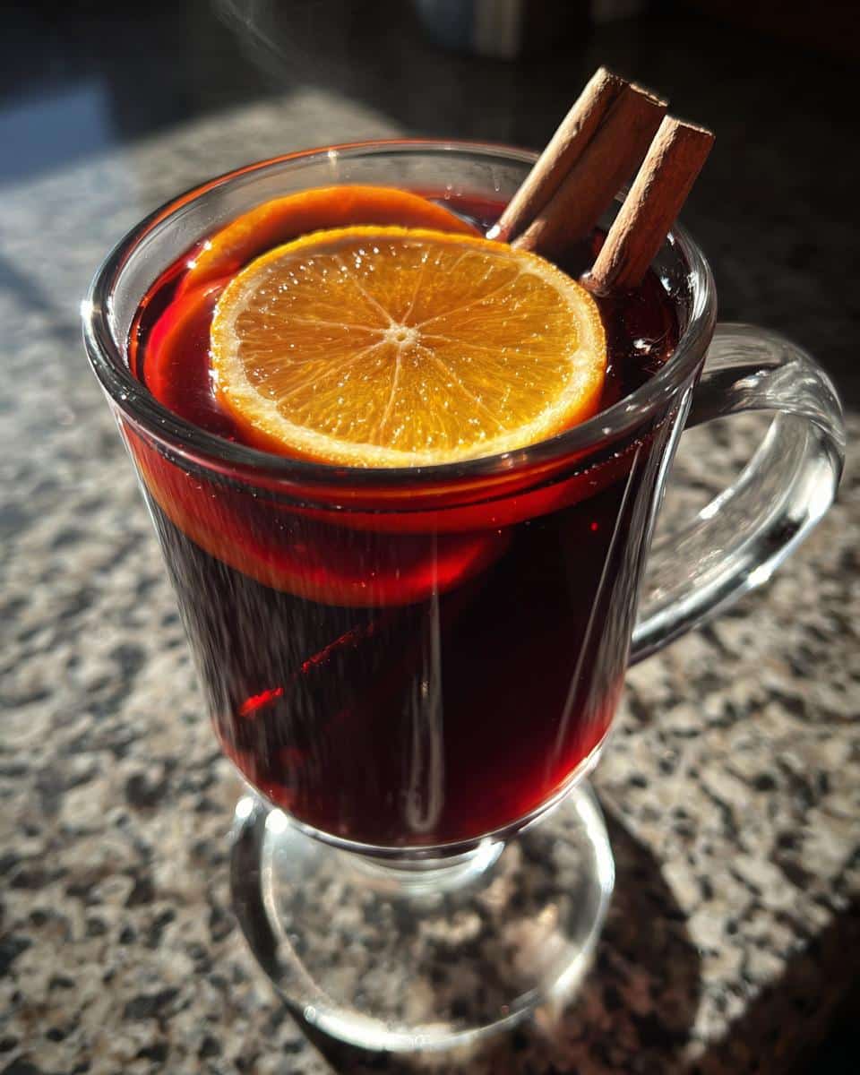 Mulled Wine with Orange and Cinnamon Sticks - detail 2