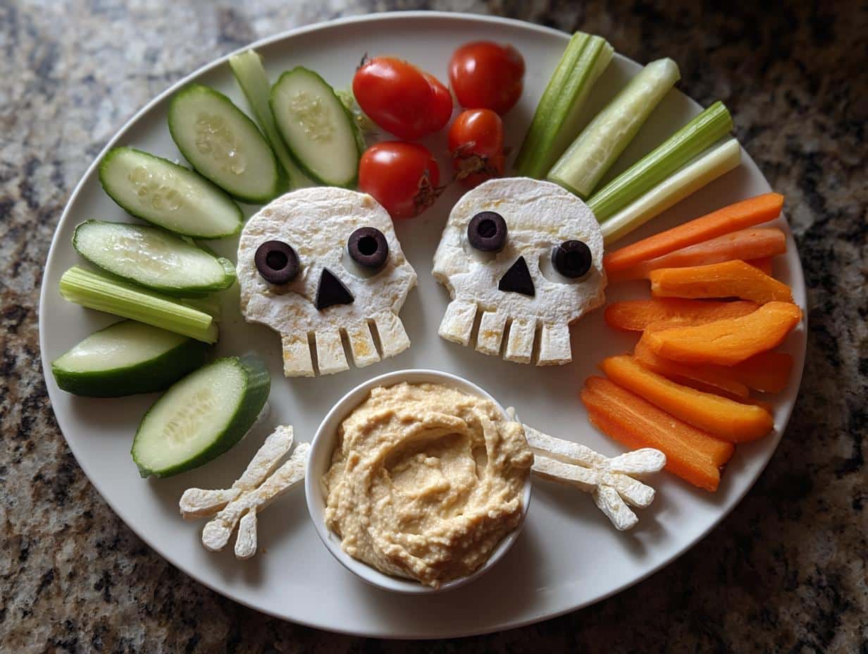 Spooky 15-Minute Veggie Skeleton Platter That Haunts Hungry Guests