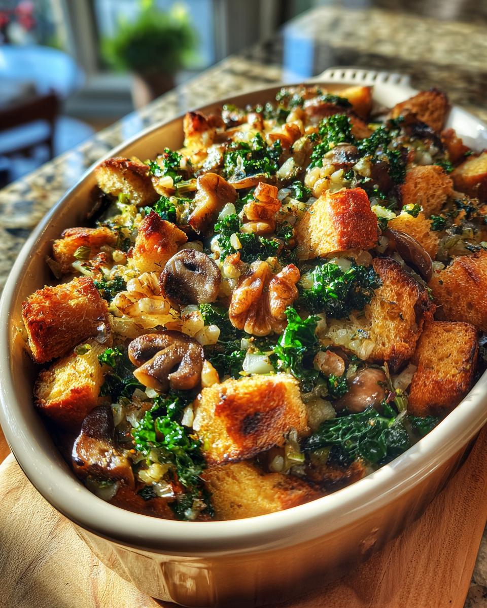 Irresistible Mushroom, Kale & Walnut Stuffing in 3 Easy Steps 6 Mushroom, Kale & Walnut Stuffing - detail 1