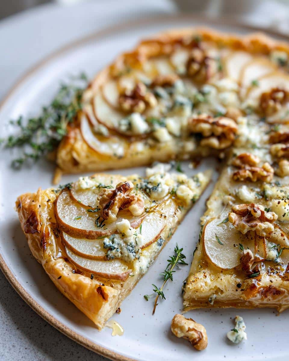 Pear, Walnut & Blue Cheese Tart (use plant cheese for fully dairy-free) - detail 3