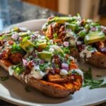 Vegan Loaded Sweet Potatoes with BBQ Tempeh