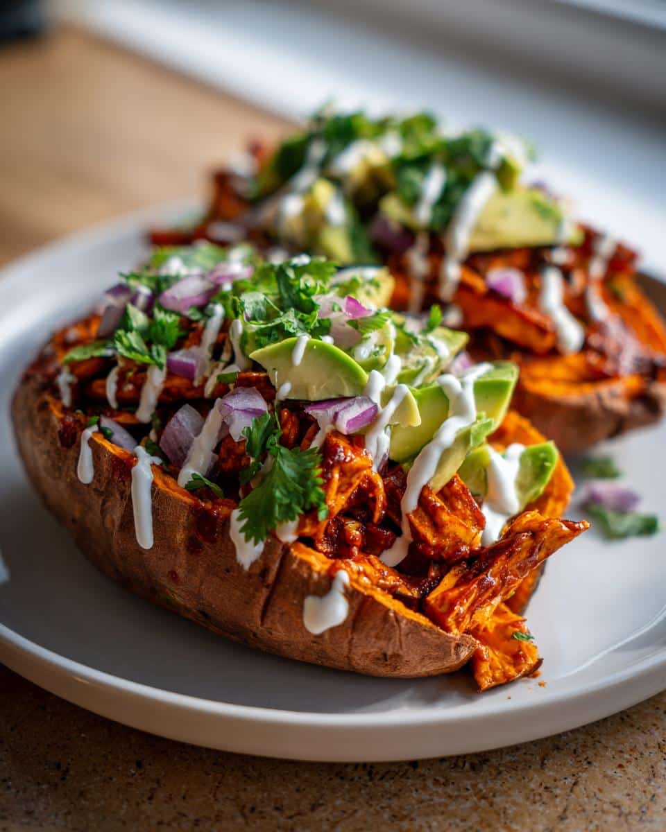 Vegan Loaded Sweet Potatoes with BBQ Tempeh - detail 2
