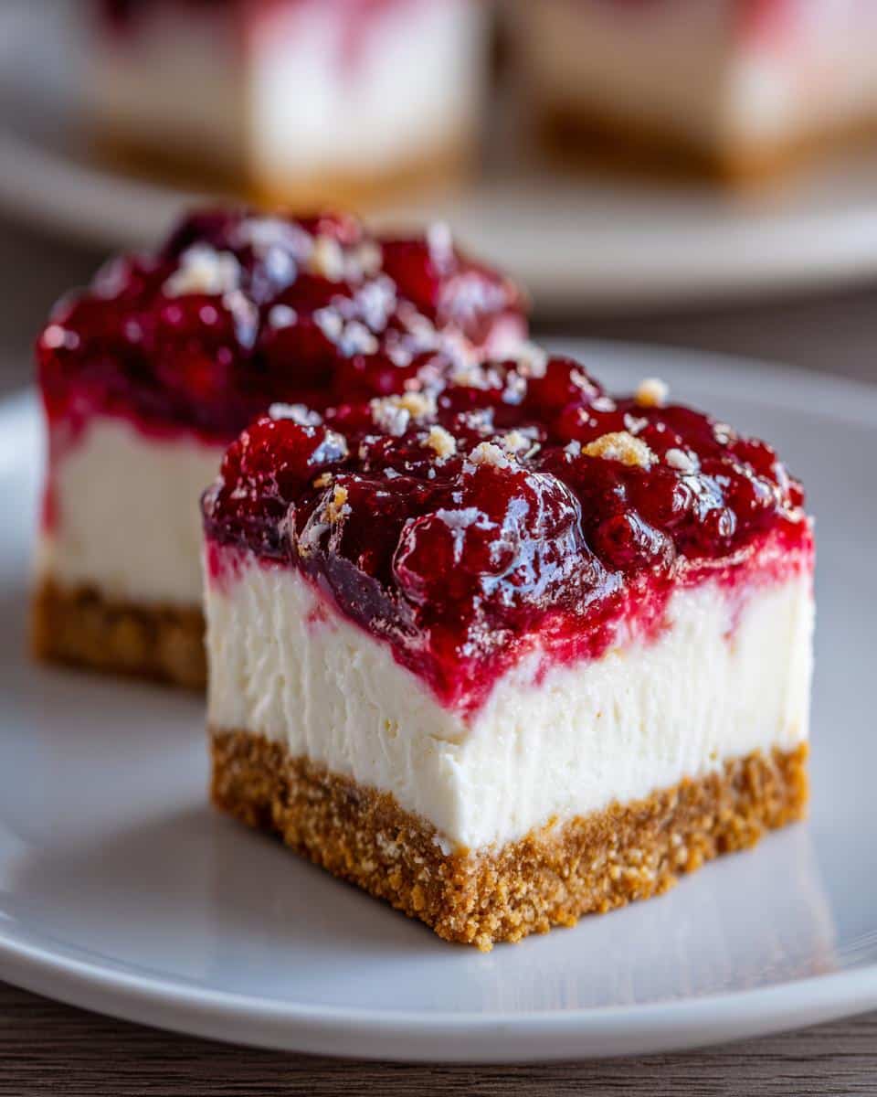 3-Ingredient Cranberry Cheesecake Bars – Easy Holiday Magic