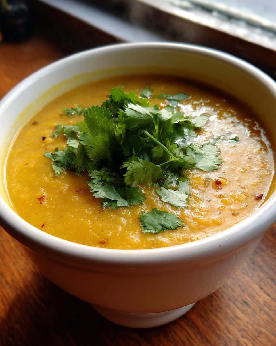 curried pumpkin lentil soup - detail 1