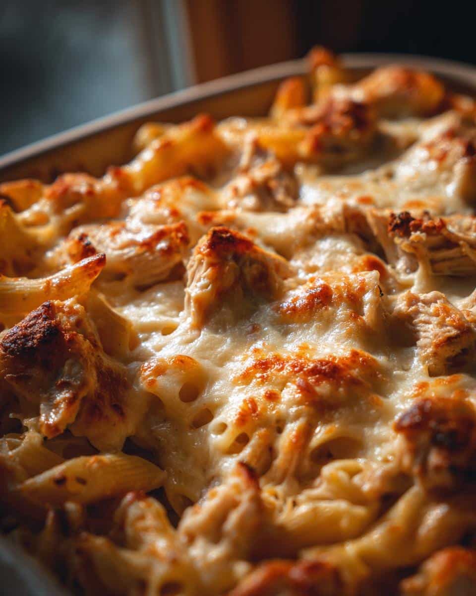 35-Minute Leftover Turkey Alfredo Pasta Bake That Wows